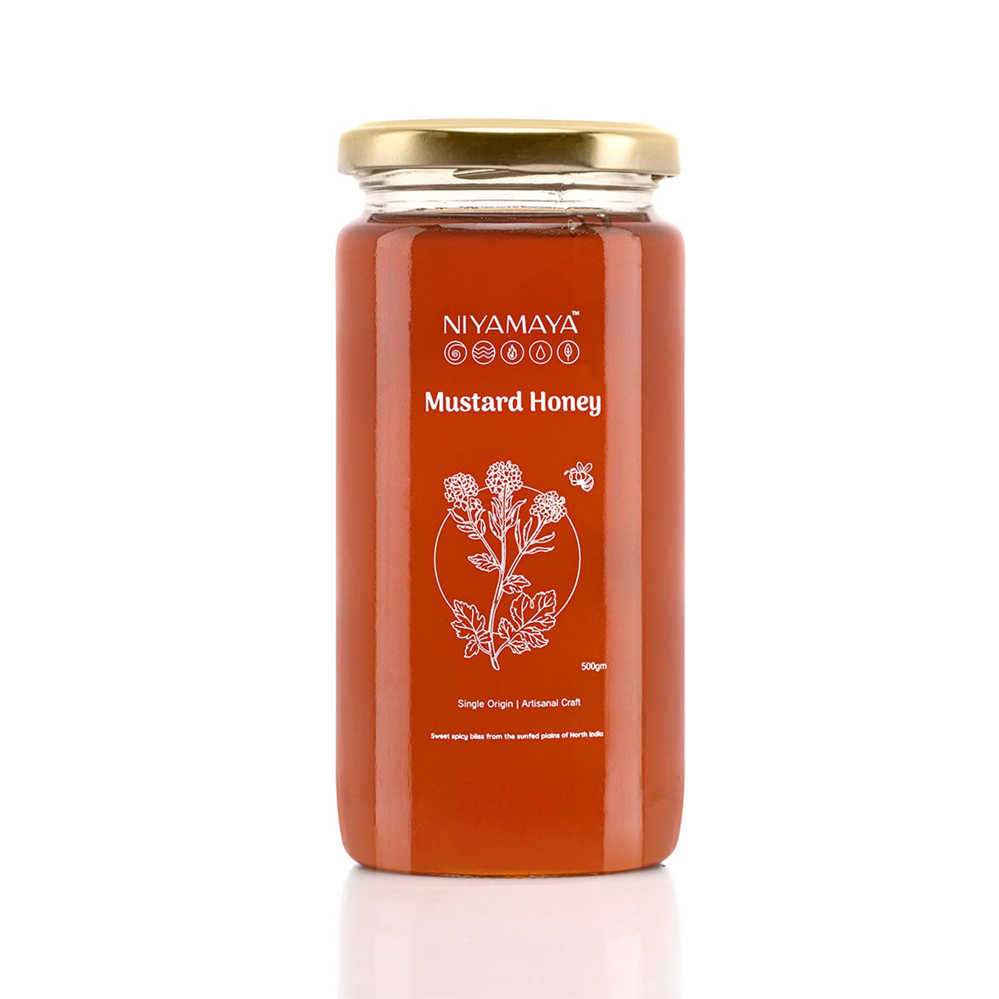 NIYAMAYA Mustard Honey 500 gm Jar | 100% Pure Honey | Unprocessed Natural Mustard Shahad | No Sugar No Adulteration