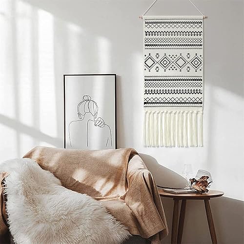 Miniatura 6 de BMIDRUT Tapiz tejido de macramé para colgar en la pared, decoración bohemia para el hogar, telón de fondo bohemio, apartamento, dormitorio,