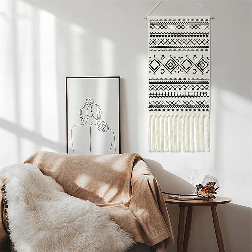 BMIDRUT Macrame Tapestry Woven Wall Hanging Tapestry Bohemian Home Art Decor Boho Backdrop Apartment Dorm Room Door Decoration 19.5x33 Inch