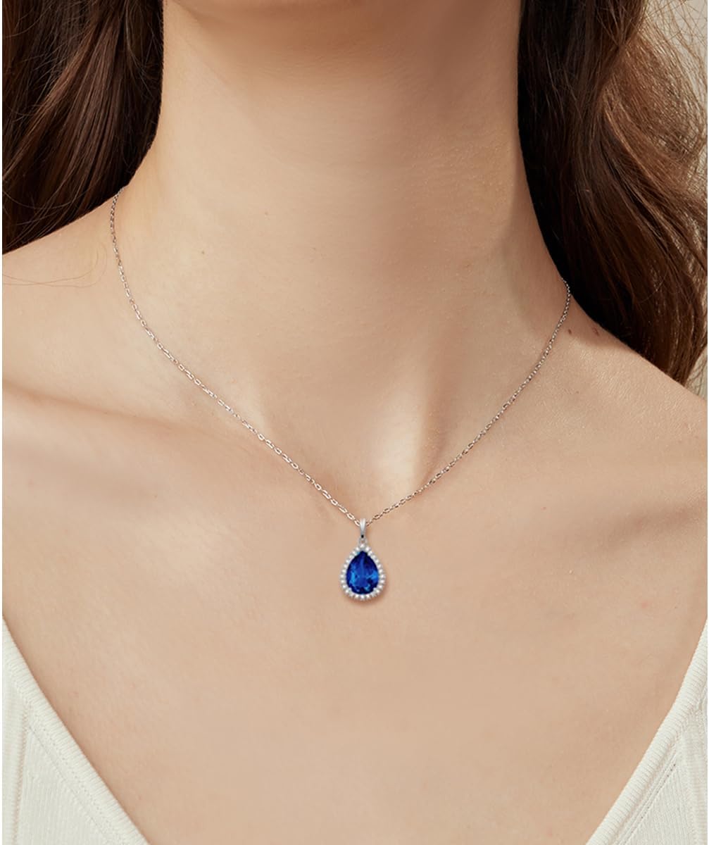 GULICX Crystal Jewelry Set for Women, Teardrop Statement Necklace and Sterling Silver Dangling Earrings Set, Wedding Prom Party Jewelry for Mother Bride Bridesmaids - Image 4