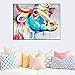 Osm Art Hand Painted Animals Oil Painting on Canvas Hang Picture Abstract Color Cow Wall Art for Living Room Decor Modern Painting No Frame Paintings