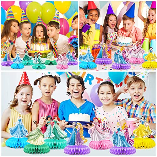 9Pack Princess Party Honeycomb Centerpiece,Princess Theme Birthday Party Supplies,3D Double Side Table Decorations,Girls Cartoon Table Topper #TOP5