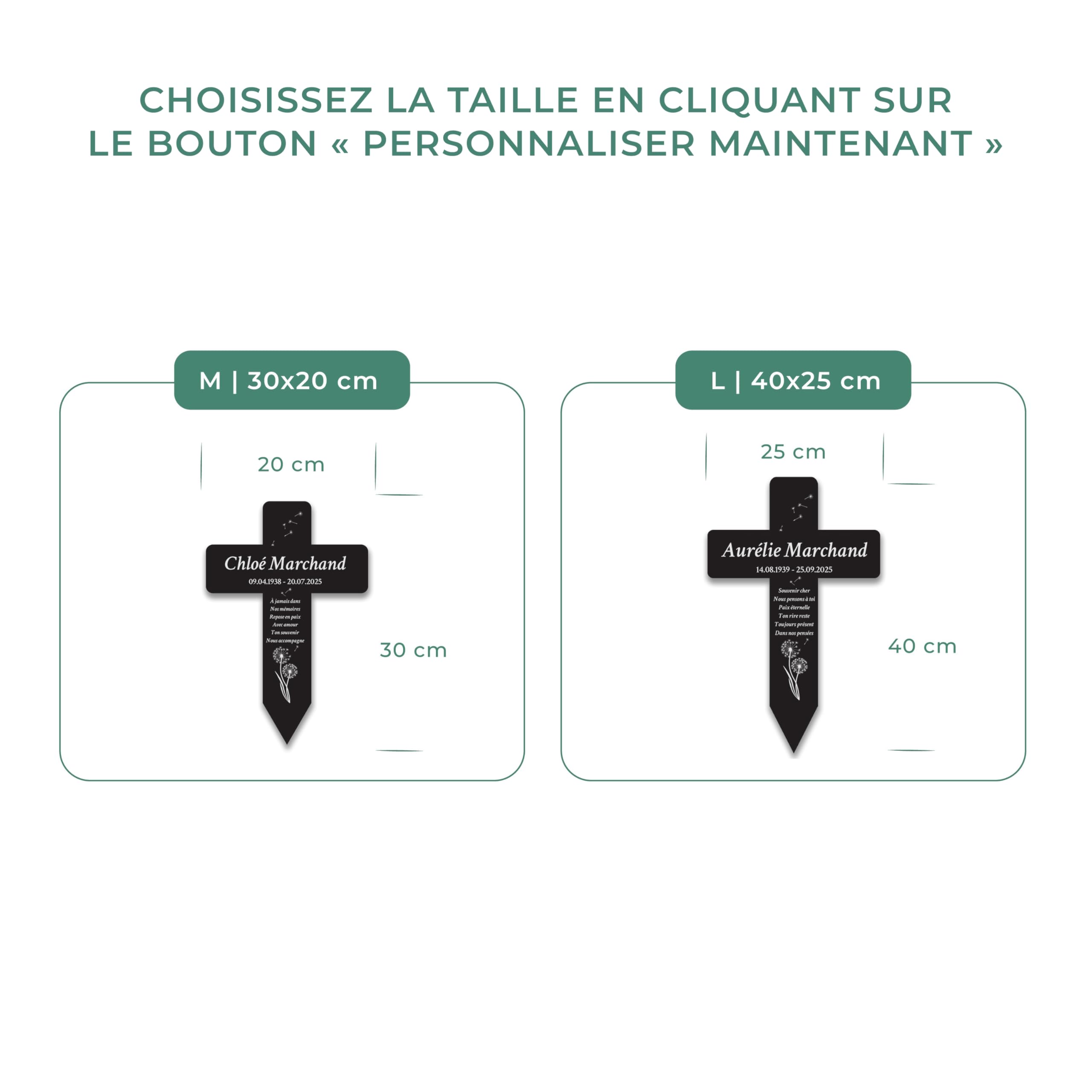 LAUBLUST Croix funéraire personnalisée en acrylique avec texte gravé – Décoration de tombe 2 tailles