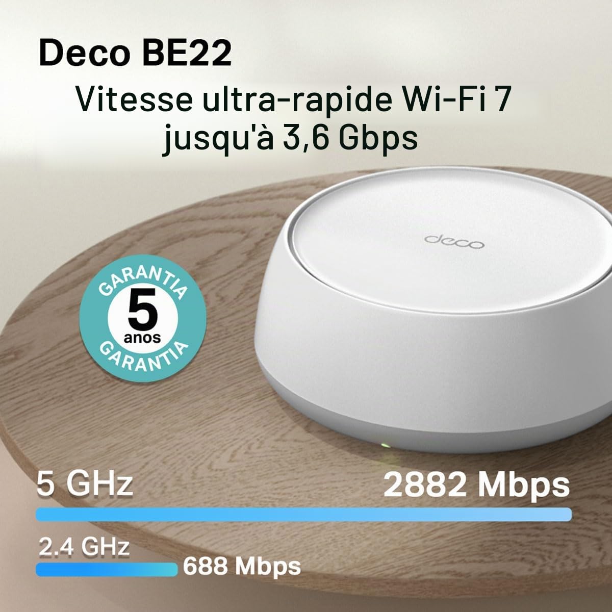 TP-LINK DECO BE22(1-PACK), Wei?, Intern, Mesh-System, Dual-Band (2,4 GHz/5 GHz), Wi-Fi 7 (802.11be), 2882 Mbit/s