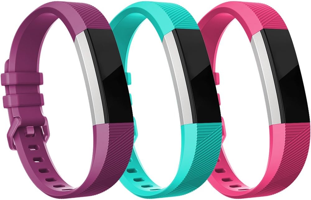 RedTaro Bands Compatible with Fitbit Alta HR/Alta-Pack of 3(Purple,Teal,Hot Pink) Large,Adjustable Replacement Accessory Bands/Straps for Fitbit Alta HR/Alta for Women/Men(no Fitbit Fitness Tracker)