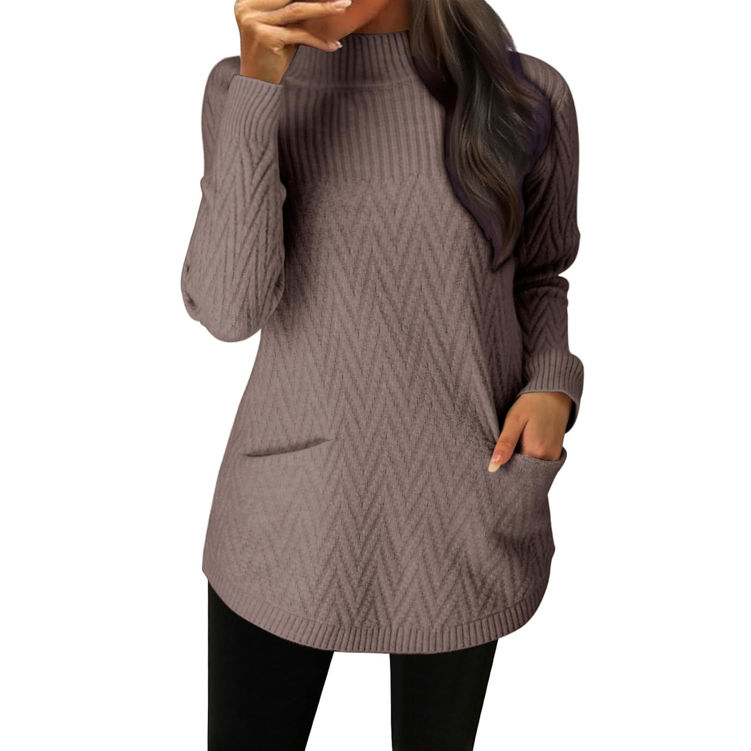 Holiday Sweaters for Women Knit Warm Winter Jumpers Mockneck Long Sleeve Thermal Pullover Tops Oversize Dressy Blouse Shirt