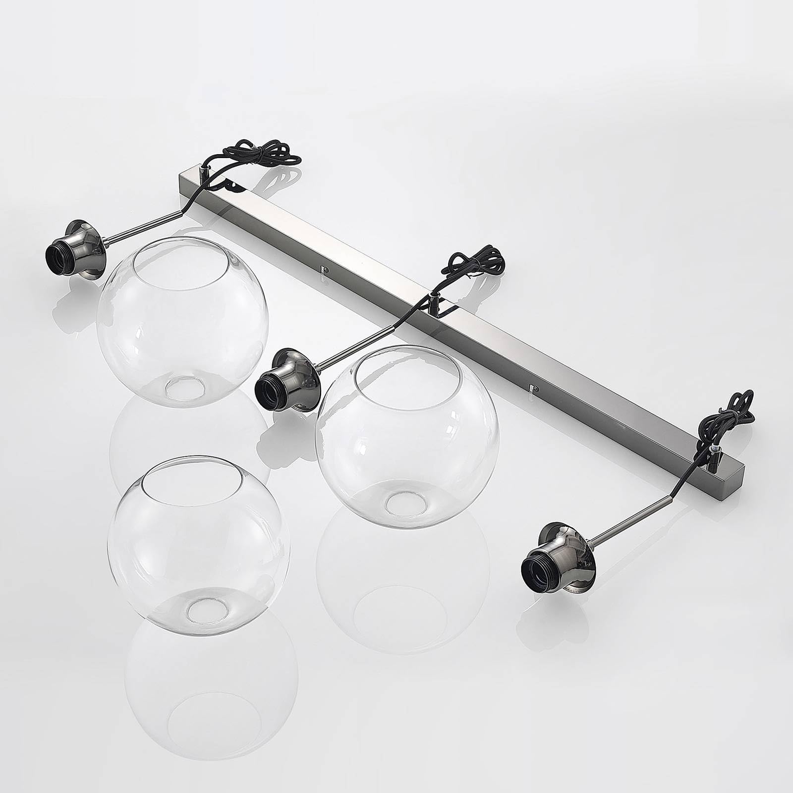 Lindby Lampadario a Sospensione 3 Sfere in Vetro 110 cm, Lampada Pendente Antracite Industrial Vintage 3x E27 Cucina Sala da Pranzo Soggiorno