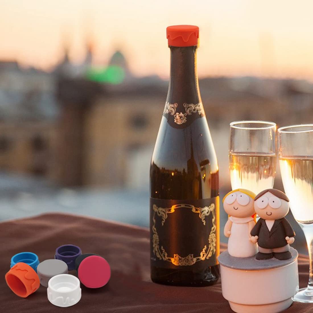 Tappi Per Vino In Silicone (Confezione Da 6) - Riutilizzabili, Adatti Per Champagne E Bottiglie - Foto 8