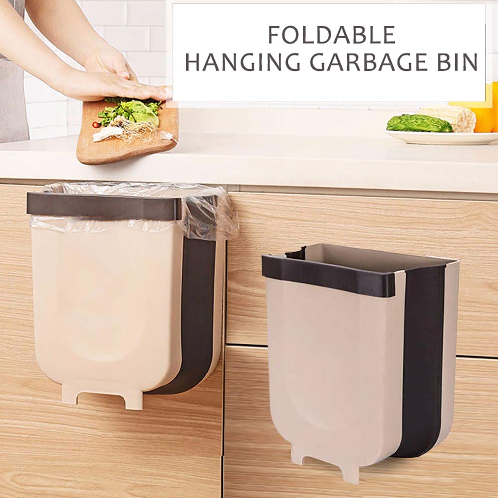 Montado En La Pared Plegable Cubo De La Basura, Del Gabinete De Cocina Puerta Colgando Papelera, Papelera De Basura Coche Puede Montado En La Pared Plegable De Limpieza,Plata