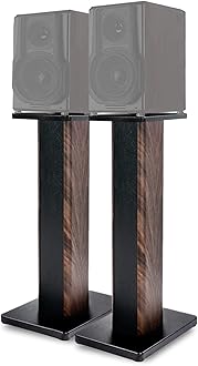 BQKOZFIN 27.56 inch(70cm) Wood Speaker Stands, 1 Pair, Stands for Home-Cinema HiFi Bookshelf Box and Satellite Speakers Wood Grain Enhanced Audio Listening Experience for Home Theaters
