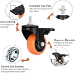 3" Stem Caster Wheels M12 Safety Dual Locking 1000Lbs Heavy Duty Threaded Stem Casters No Noise Swivel Castors with Brakes (M12-1.75x25mm, 3 inch)