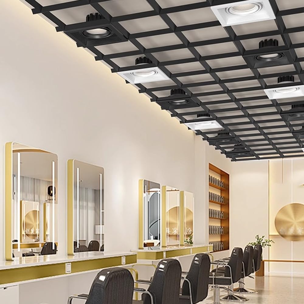 Faretto da soffitto a LED Regolabile, faretto da Incasso Aent, faretto da soffitto Quadrato a Filo, faretti direzionali per Cucina, Soggiorno, corridoio, Sala da Pranzo (Nero 3000k 7W)
