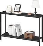 HOOBRO Console Table, 120 cm Narrow Sofa Table with Shelf, Industrial Entryway Table for Living Room, Hallway, Foyer, Corridor, Office, Wood Look Accent Entrance Table, Black BB20XG01G1