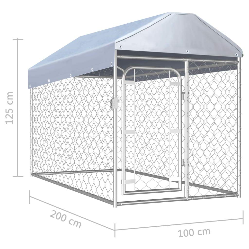 Tidyard Canile da Esterno Grande con Tetto, Box Cane Metallo Esterno, Gabbia Metallico per Cane, 200x100x125 cm Argento