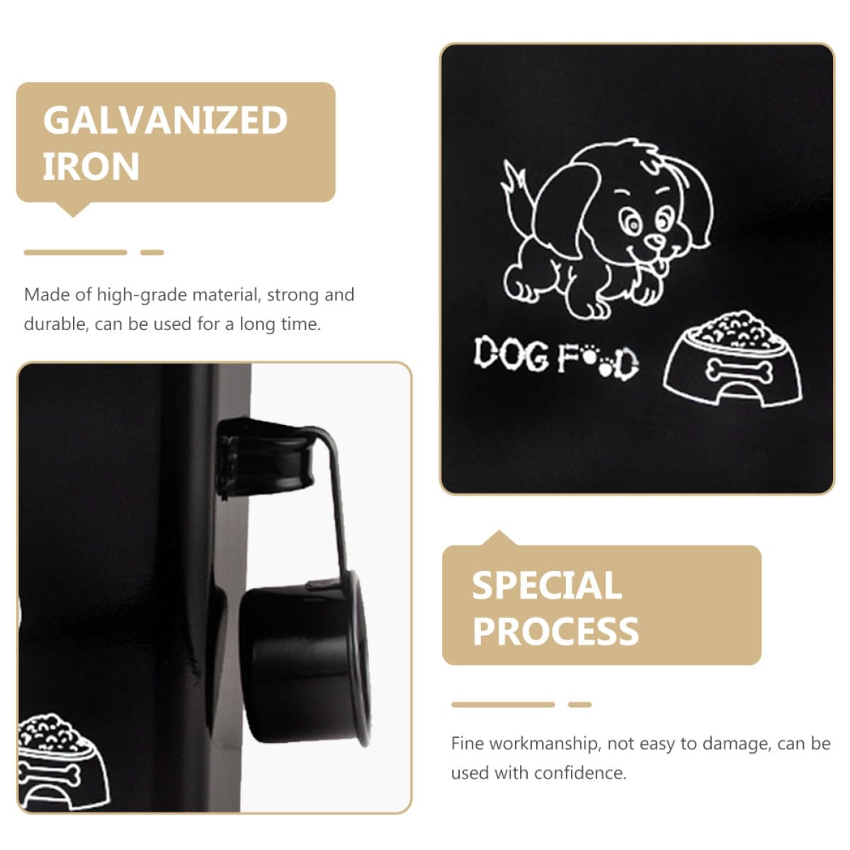 Contenedor de Comida para Perros Negro Tapa Hermética, Cubo Grande para Almacenar Pienso Seco, Caja de Almacenamiento de Alimentos para Mascotas Cuchara Incluida, sin Olores,