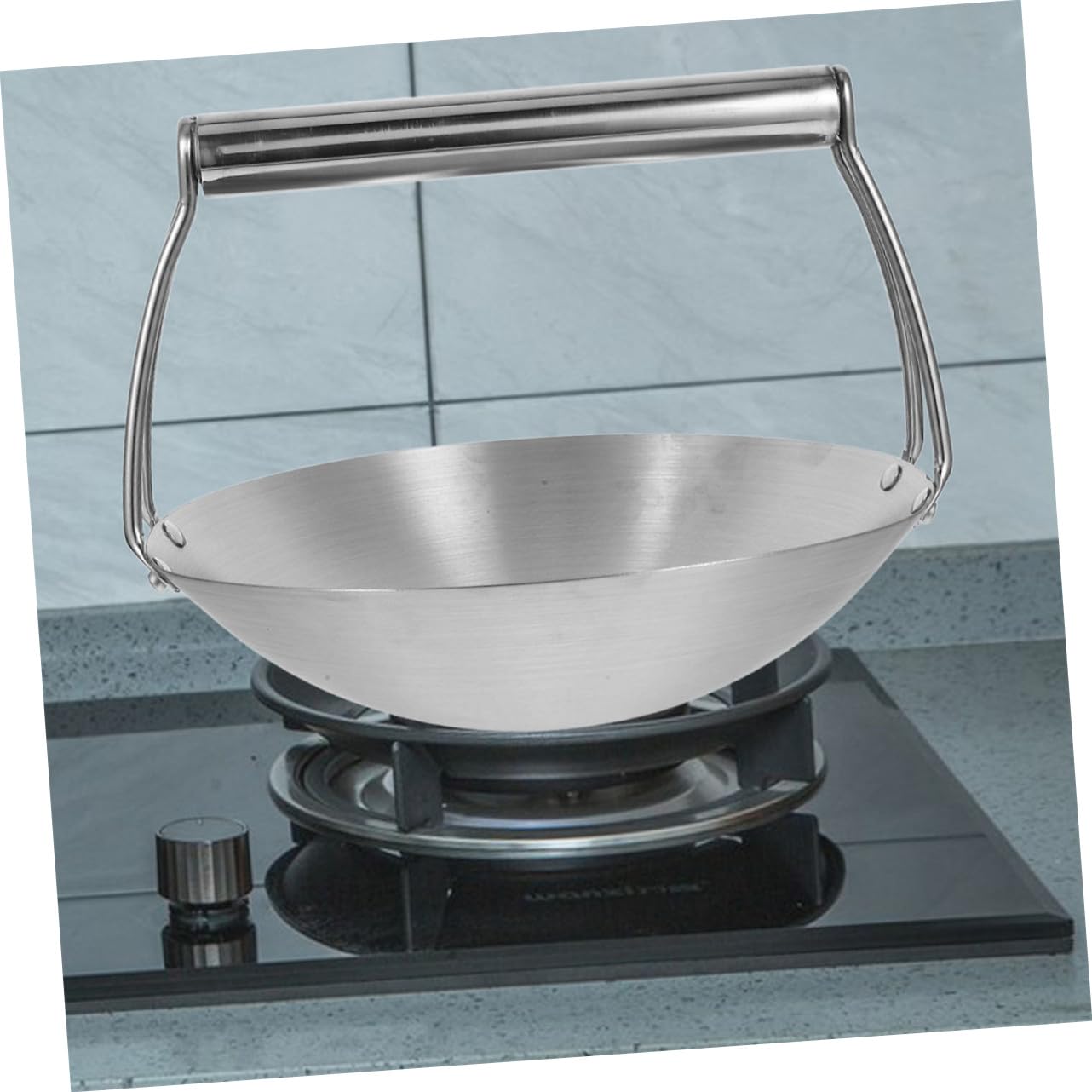 Cabilock Edelstahl Wokpfanne mit Ergonomischem Griff Vielseitiger Induktions-kochtopf für Braten Kochen Backofen Spülmaschinenfest für Camping und Zuhause