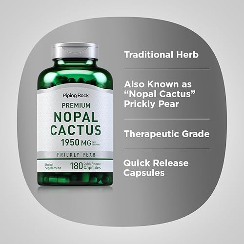 Miniatura 4 de Piping Rock Cápsulas de cactus Nopal de 1950 mg | 180 unidades | Suplemento de tuna | Sin OMG, sin gluten