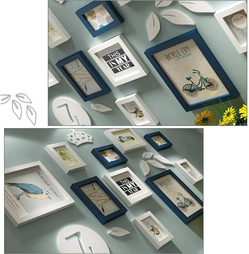 WEHISFD Photo Wall Small Fresh Solid Wood Frame Combination Three-dimensional Hanging Decoration Background(D)