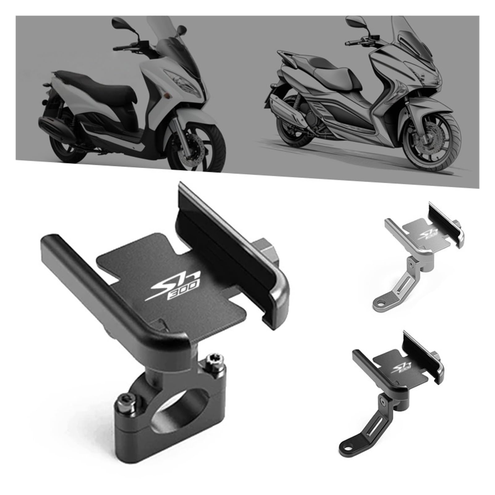 Porta Cellulare Moto Per SH300 SH 300 SH300I 300I I Supporto Per Cellulare Da Moto Navigatore GPS Per Manubrio Con Specchio Accessori(Aa-2)