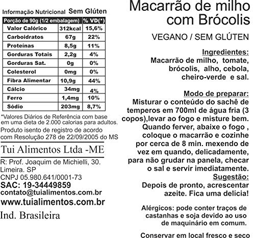 Macarrão de Milho Sabor Brócolis 180 g