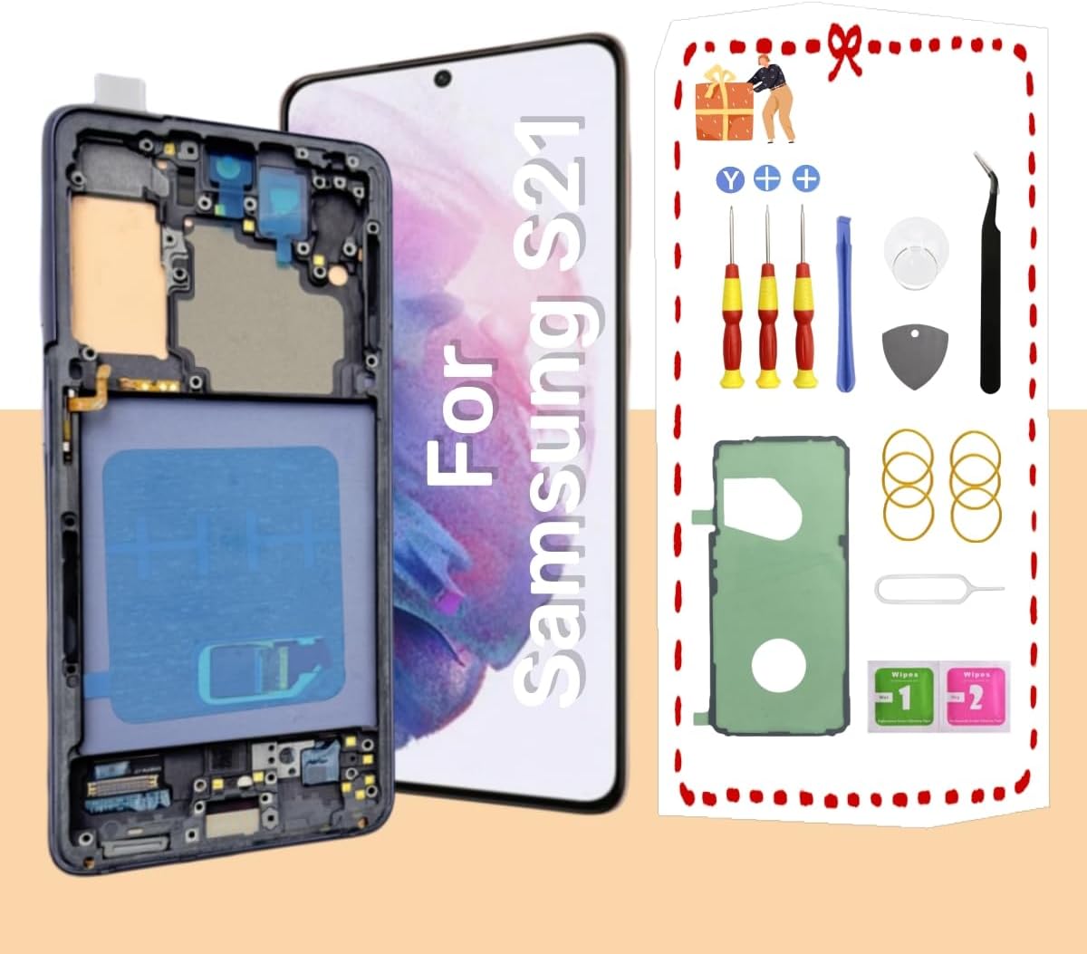 OLED Screen for Samsung Galaxy S21 LCD Screen Replacement for Samsung Galaxy S21 5G Touch Digitizer Display Screen Assembly with Frame G991B G991U Black Support Fingerprint