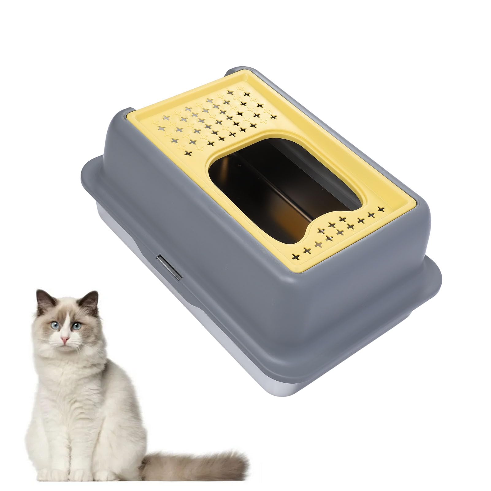 Schimer Lettiera per Gatti in Acciaio Inossidabile Design Anti-perdite