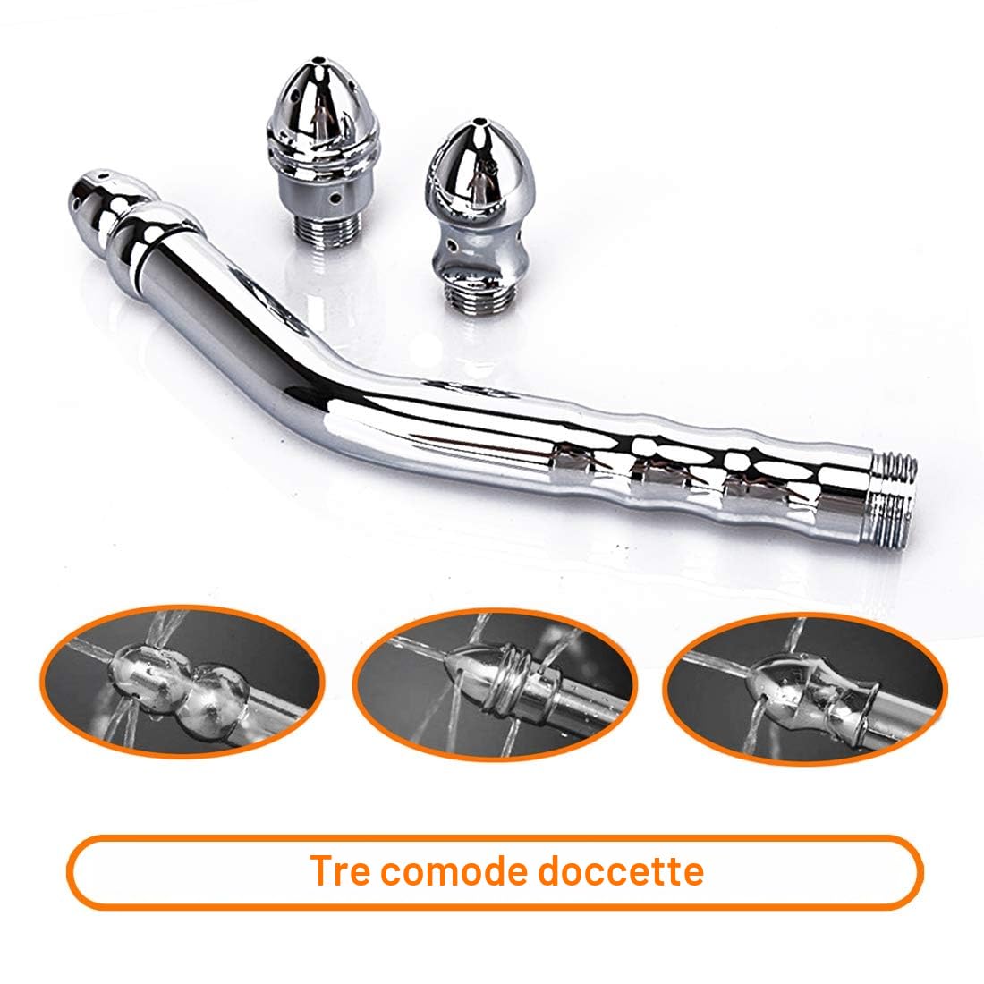 Soffioni alluminio clistere anale per doccia con 3 teste per la pulizia vaginale e anale, Sistema duro colonico?Detergente vaginale per clistere anale in alluminio con testa di doccia