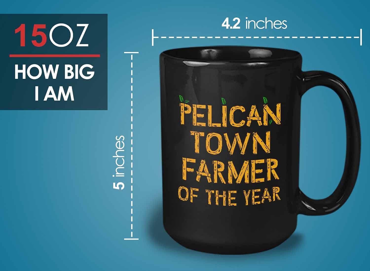 Bubble Hugs Video Game Coffee Mug - Pelican Town Farmer of the Year - Farming Country Adventure Gaming Gamer Stardew Pelican Town 15oz Black