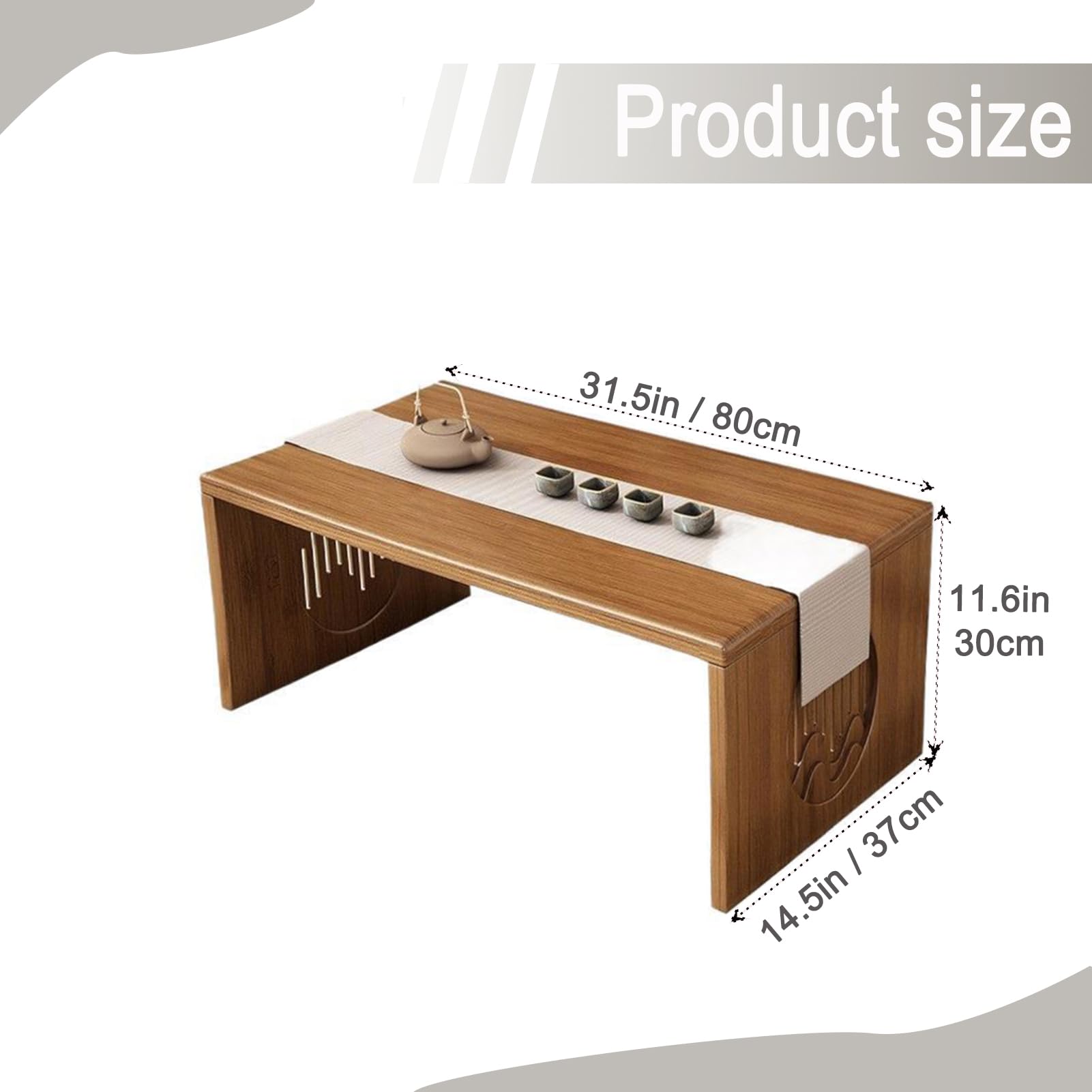 Mesa plegable japonesa, mesa de meditación de bambú para sentarse en el suelo, mesa de té portátil para sala de estar, comedor, decoración del hogar