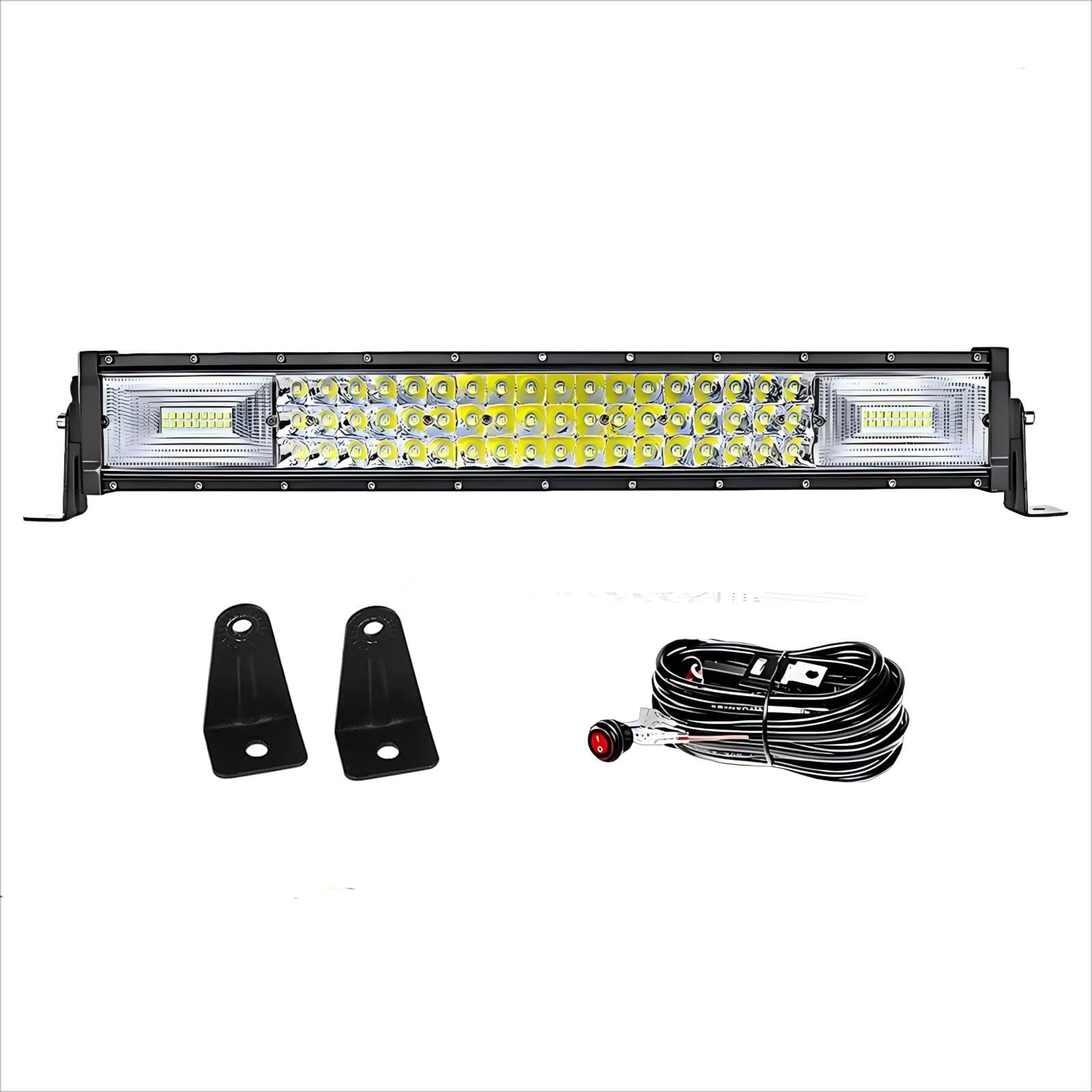 Reflektor roboczy LED, 22", 270 W, belka świetlna, reflektor z wiązką przewodów, trzy rzędy LED, dodatkowy reflektor do traktora, samochodu, 4 x 4, SUV (22", 270 W)