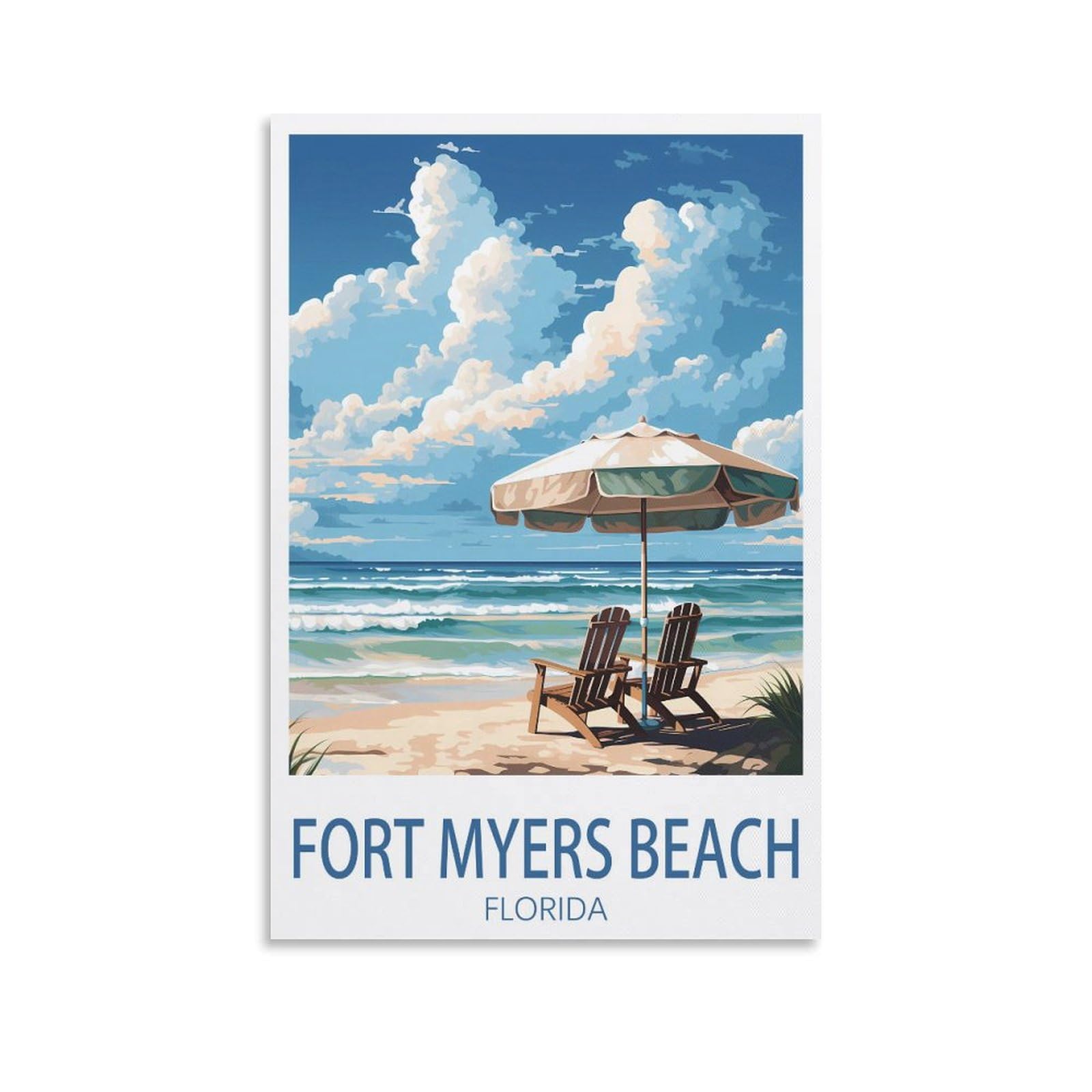 EZMLFA 5D Diamond Painting Kits for Adults,Fort Myers Beach Florida,for Adults Beginners of All Ages, Round Full Drill Arts and Crafts Gems Home Wall Decor 40x50cm