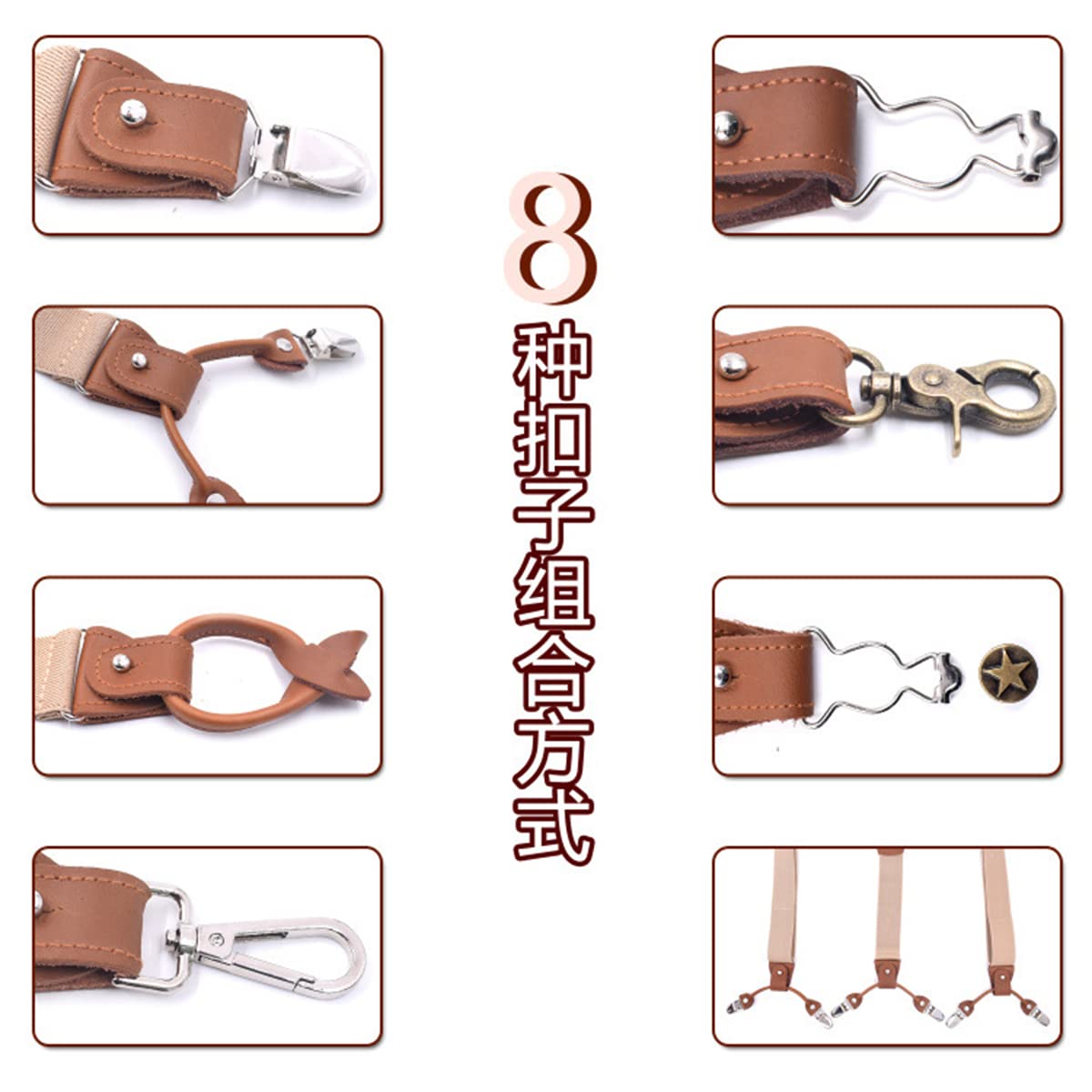 Genérico Tirantes De Hombre De Hombros Anchos, Elásticos Ajustables En Forma De Y, Clips De 3,5 Cm De Ancho, Correas De Trabajo Resistentes Y Duraderas (Degree)