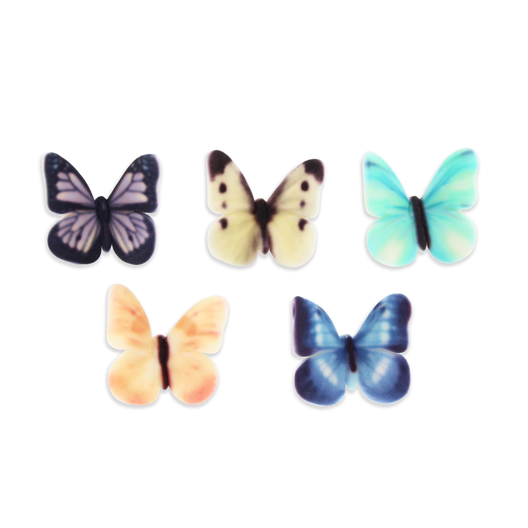 SugarSoft® Butterflies, Handmade Edible Cake Decorations For Wedding Cakes, Mother's Day Cupcakes, Cake Topper, Vanilla Flavour | 30mm | Pack of 20