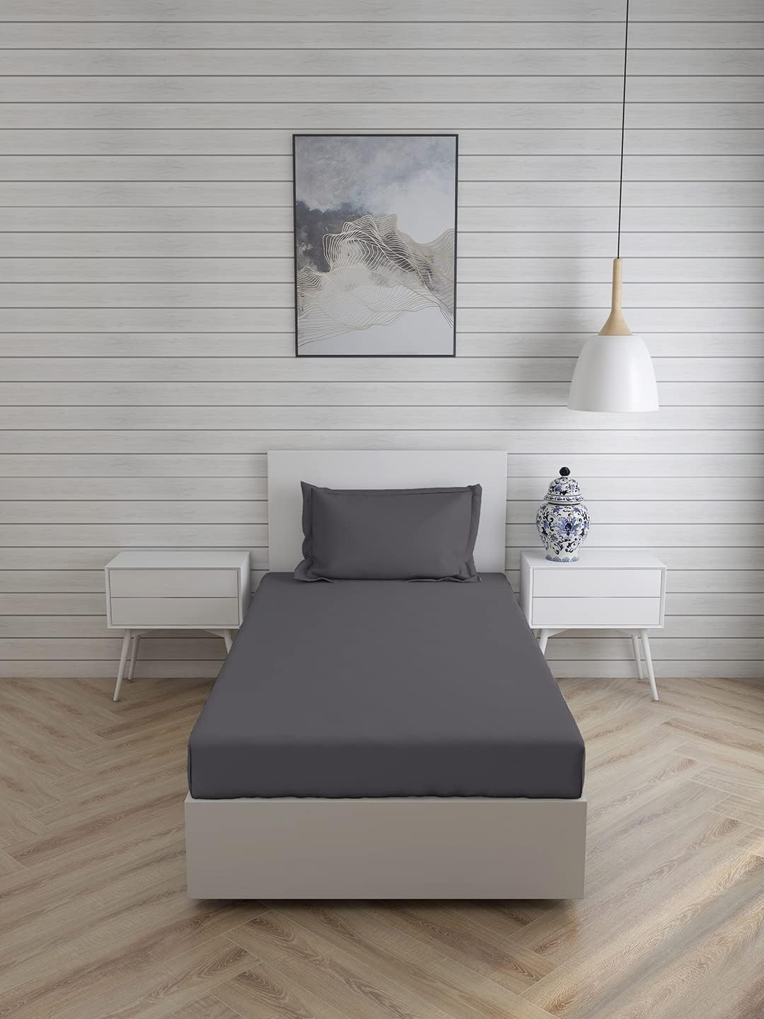 Cotton Single Bed Bedsheet with 1 Pillow Cover | Soft & Breathable 150 TC Cotton Bed Sheet for Home, Hostel & Guest Room | Size 60 x 90 Inches (Dark Grey)-image-12