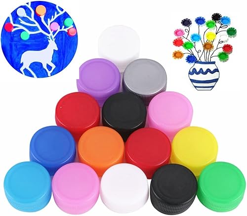 Tapas de botellas de plástico, 50 unidades, coloridas cubiertas de botellas, tapas de botellas, calcomanías decorativas para botellas, tapas de