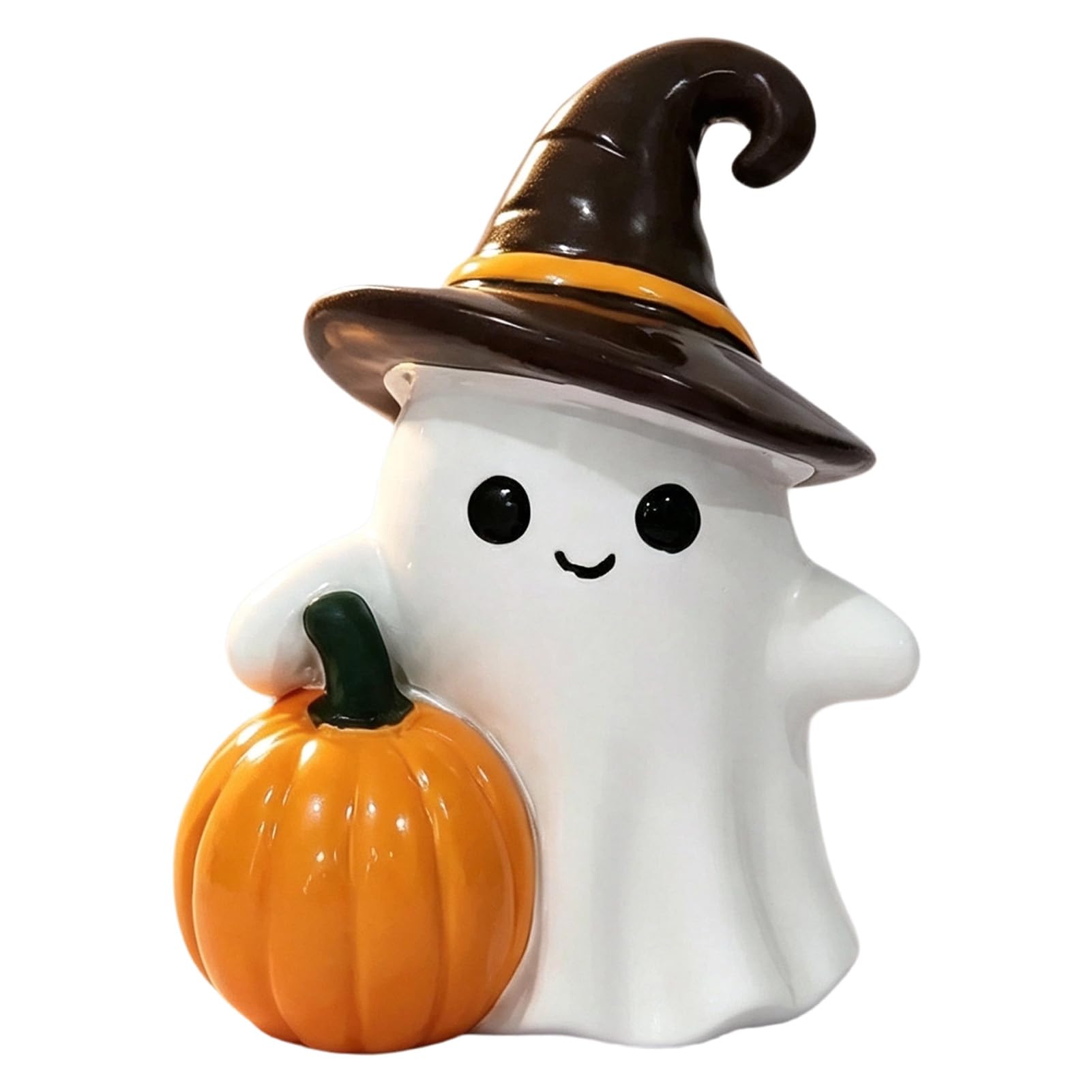 gibxiyza Halloween Ghost Resin Figurine, Cute Pumpkin Witch Hat Statue