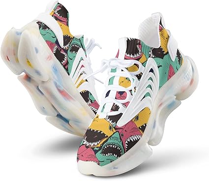 Amazon Co Jp スニーカー レディース フルカラー サメ柄 ランニングシューズ スポーツ靴 スニーカーシューズ スポーツシューズ スリッポン ジョギング ウォーキング スポーツ カジュアル アウトドア ビジネスシューズ 通気 滑り止 厚底 軽量 運動靴 通学 通勤 日常着用