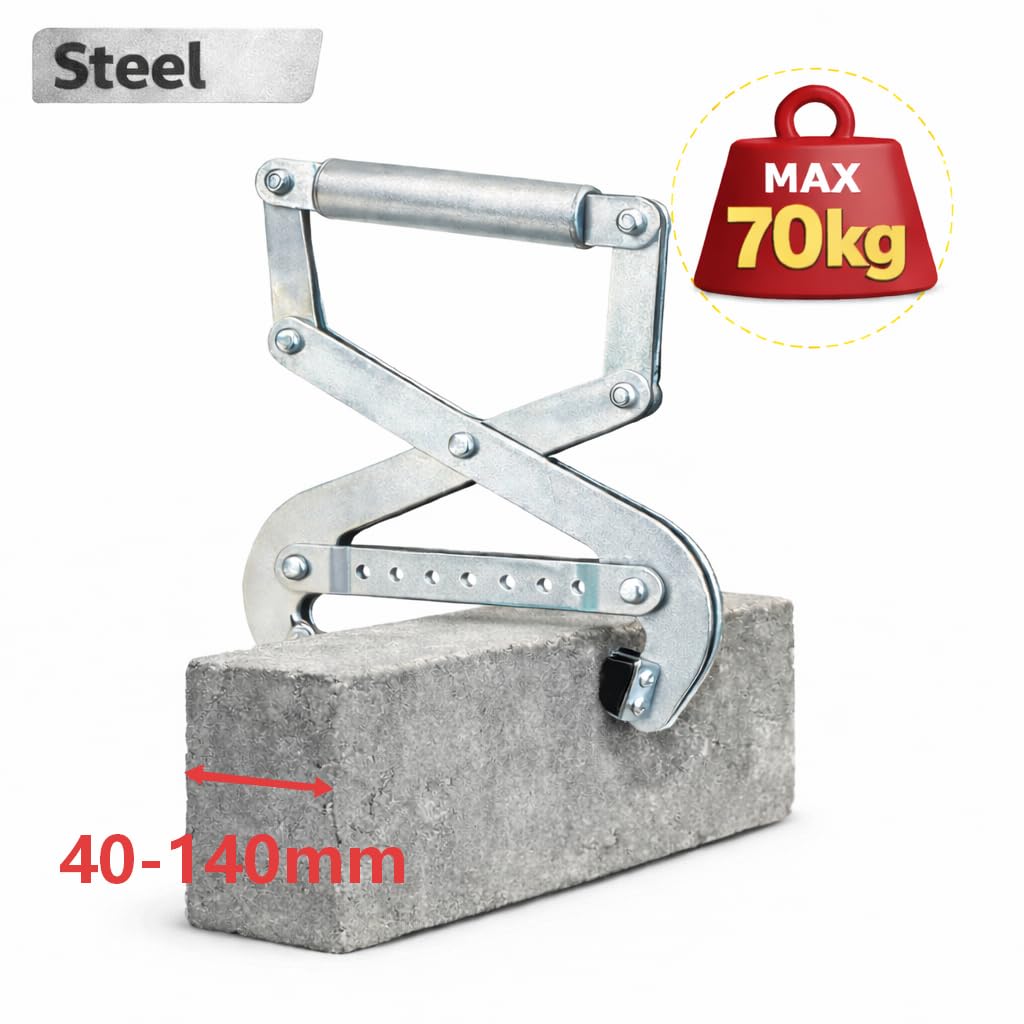 Pflasterzange 40–140 mm, 70 kg Tragkraft, verzinkt, verstellbare Tragezange für Pflastersteine, Bordsteine und Betonplatten