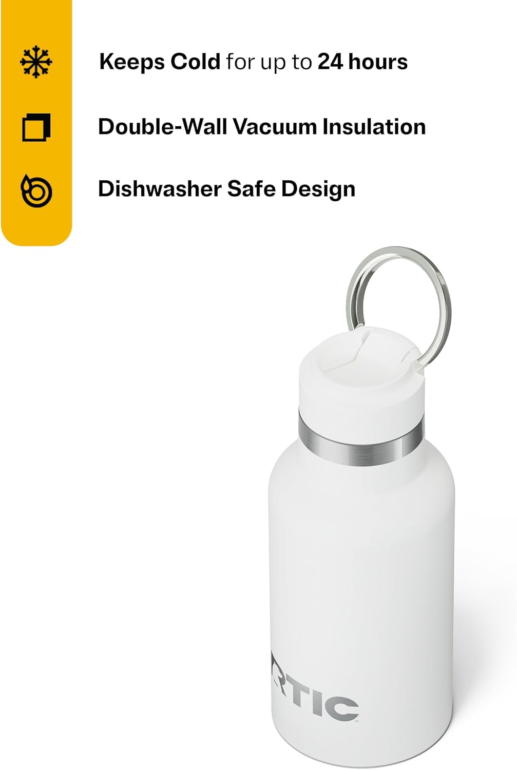 RTIC Little Journey Water Bottle with Straw, Ceramic-Lined, Insulated, Stainless Steel, Metal, Double Wall Vacuum-Insulation, Leak-Proof Lid, BPA-Free Water Flask for Sports, Travel, White - Image 2