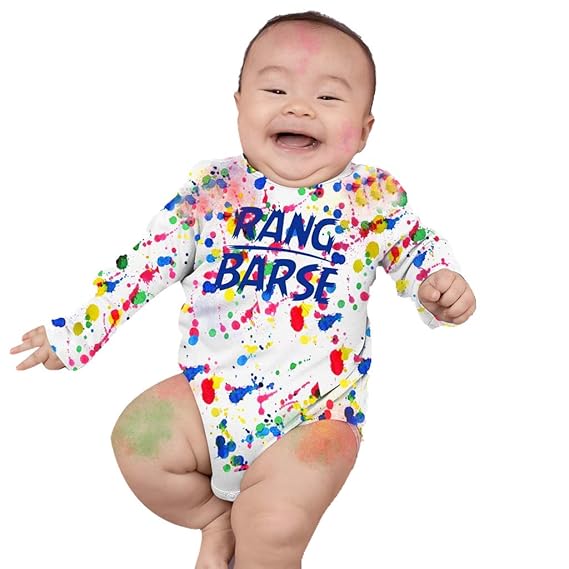 Bon Organik Unisex Rang Barse Holi Matching Bodysuit Baby
