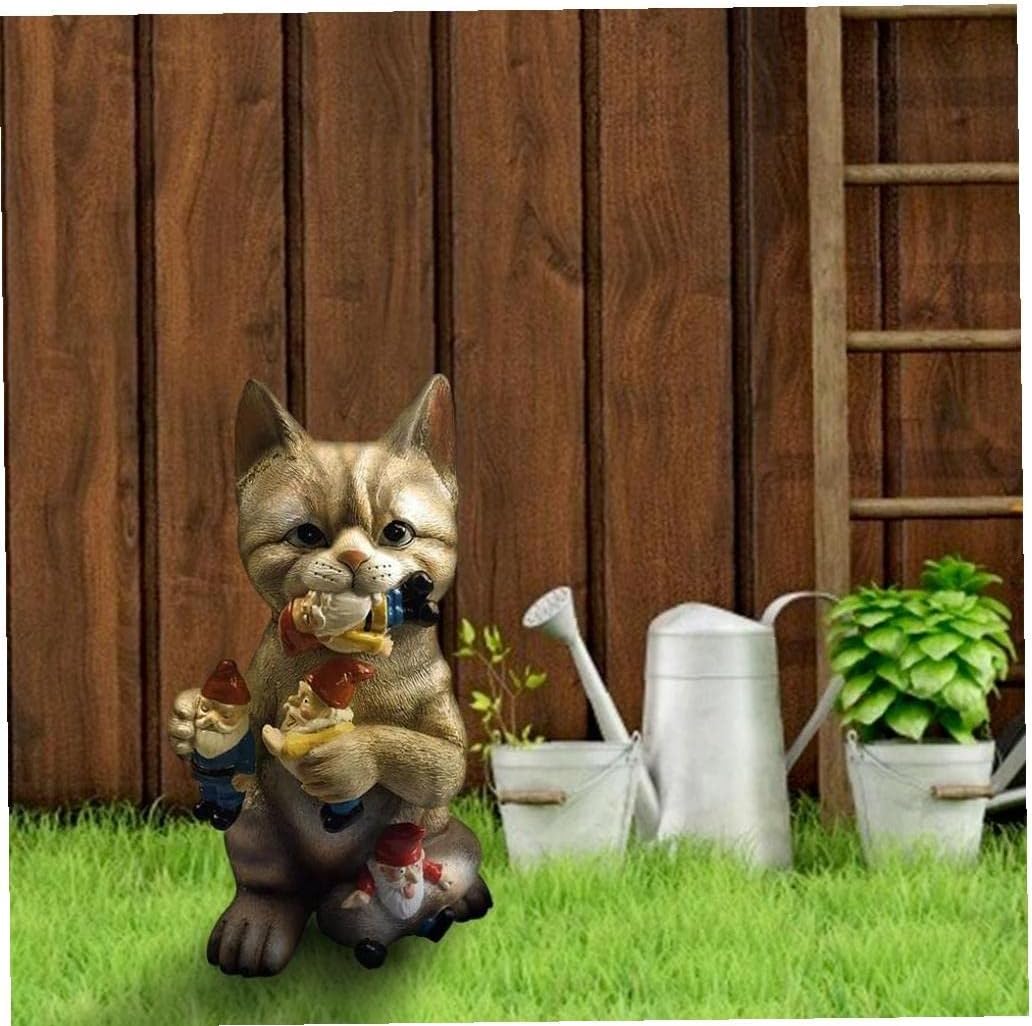 Christmas Art Statue Cute Cat Santa Claus Figurine Ornament Decor Gift for Outdoor Indoor Office