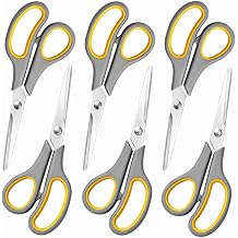 6 Pack All Purpose Scissors, 8 Inch Sharp Scissors Bulk for Office School Classroom, Shear Fabric Sewing Craft Cutting Paper for Adults Teachers Students, School Supplies for Right/Left Handles