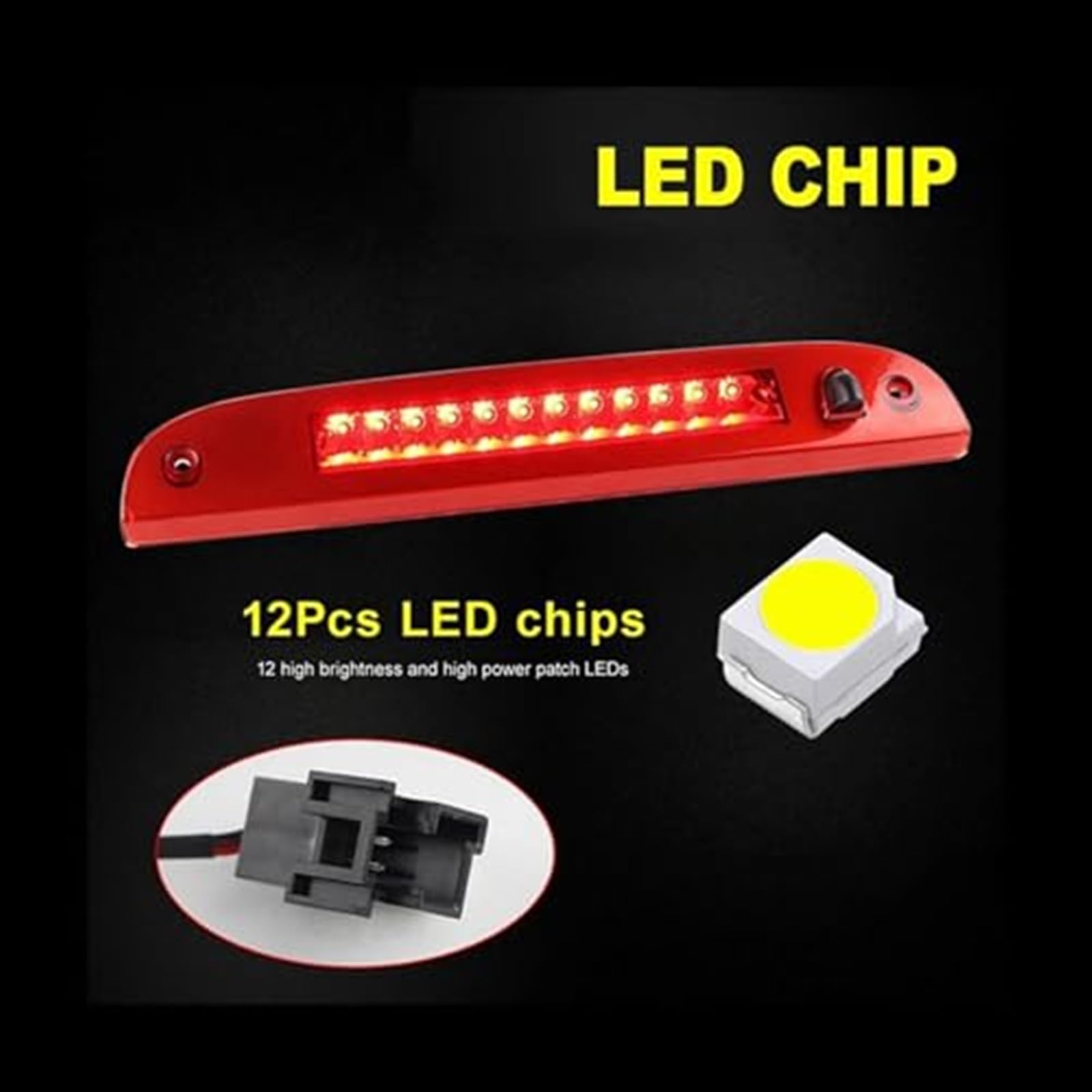 Tercera luz de freno trasera LED de montaje alto, for Chevy, for C1500/C2500/C3500/K1500/K3500 1988 1989 Tercera luz de freno