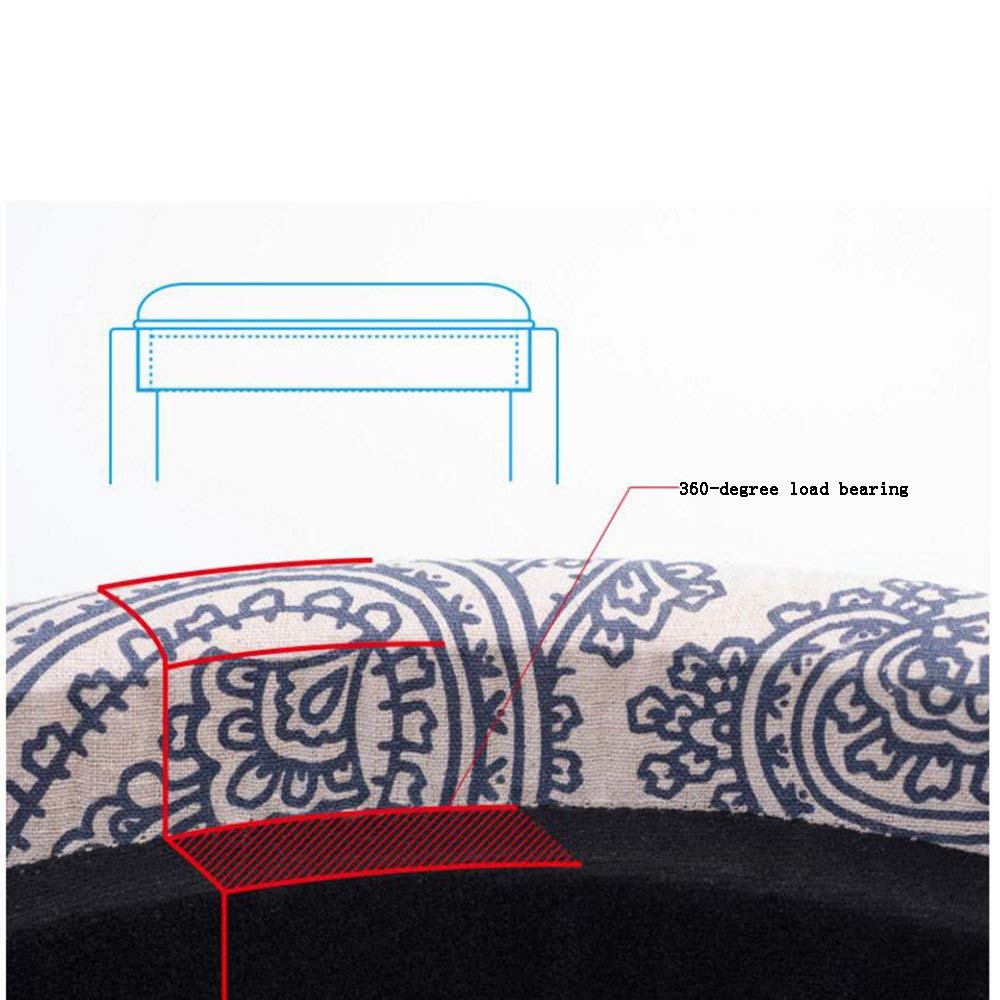 Tabouret coffre de rangement en lin bleu avec assise durable