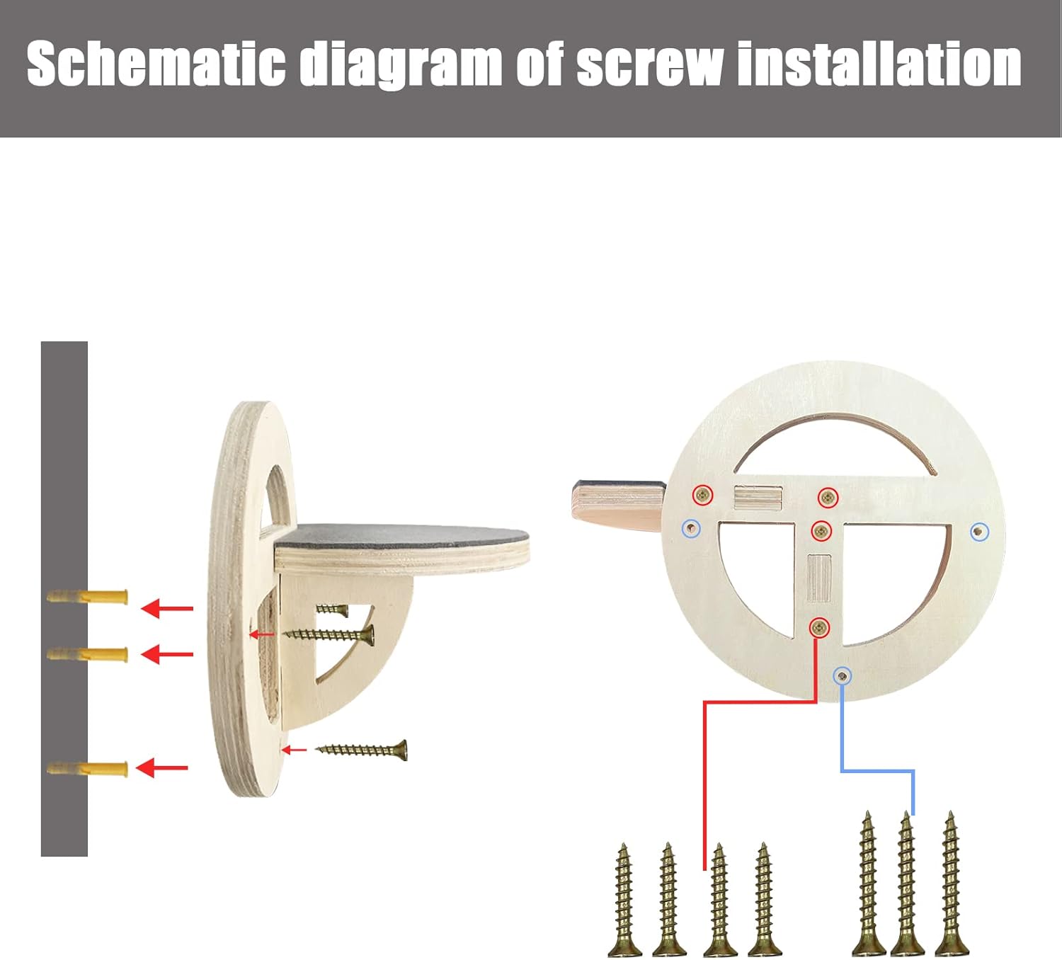 review 3PCS Round Decorative Cat Hammock Cat Wall Shelves, Cat Bed Furniture, Wall Mounted Cat Shelves, Cat Scratching Post, Cat Shelves with Plush Covered and Perches for Wall Cat Climbing Shelf