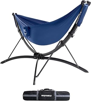 Set Up in 3 Seconds Adjustable Portable Aluminum Alloy Hammock Stand for Outside with Chair Mode & Lounge Mode up to 105''
