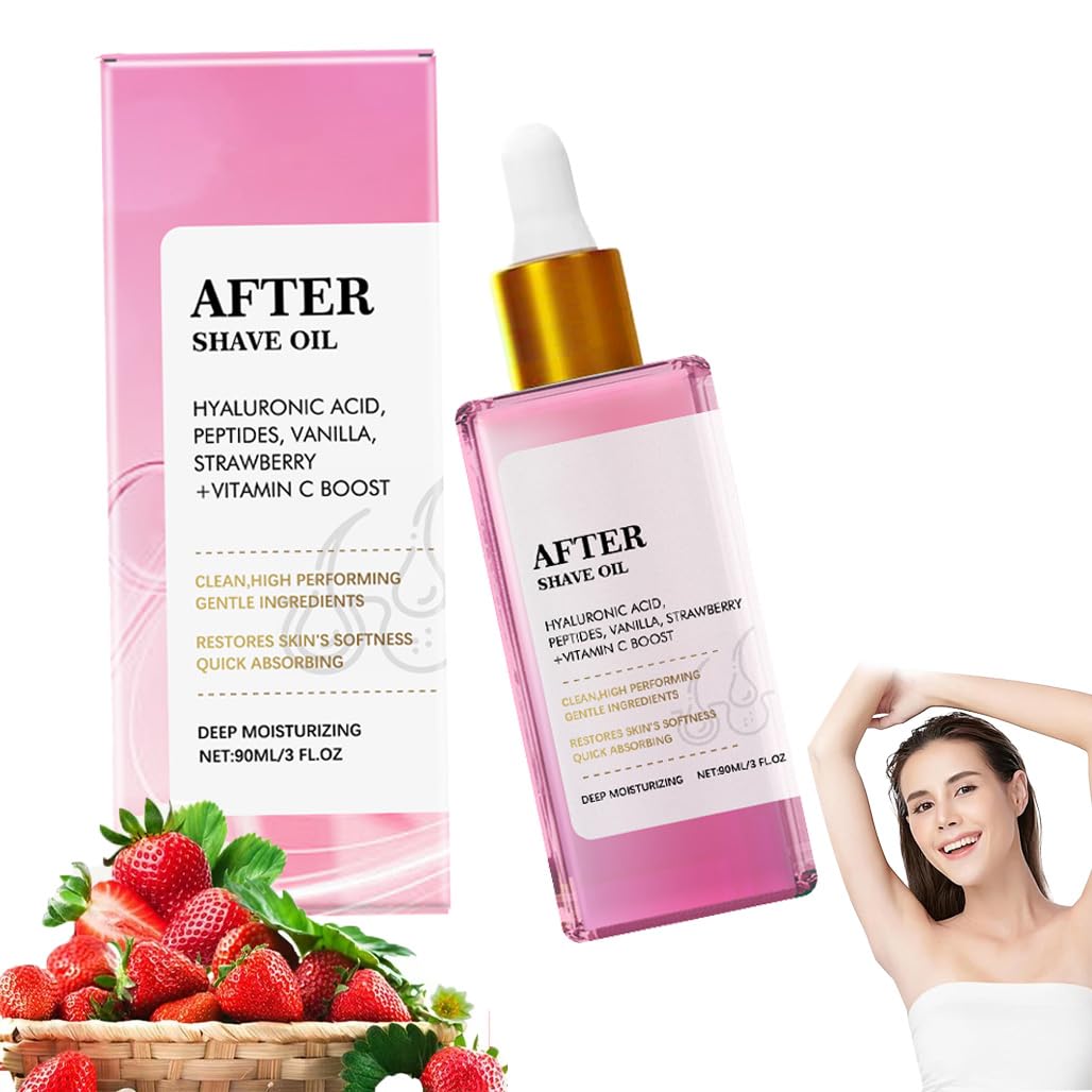 Strawberry Vanilla After Shave 𝐎𝐢𝐥 women for Smooth Skin,Strawberry & Vanilla Scent,Soft Serve After Shave Oil, Prevent Ingrown Hairs & Dryness, Natural After Shave Oil for All Skin Types