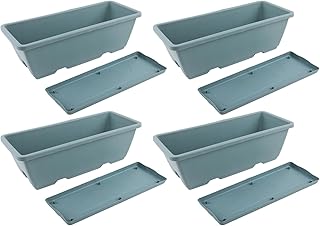 Cajas rectangulares para plantas, 4 unidades para cultivar verduras y plantas ornamentales en interiores o exteriores (azul)