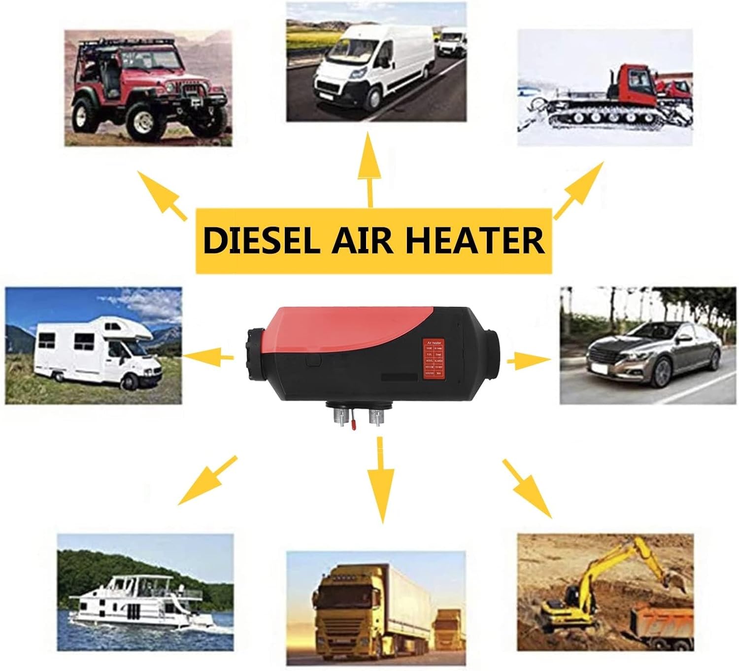 2KW Diesel Heater 12V Car Air Parking Kit with Muffler LCD Display Remote Control, 10L Tank Fast Heating Defrost Defogger for, RV Truck, Boat, Campervans, Caravans etc,Red