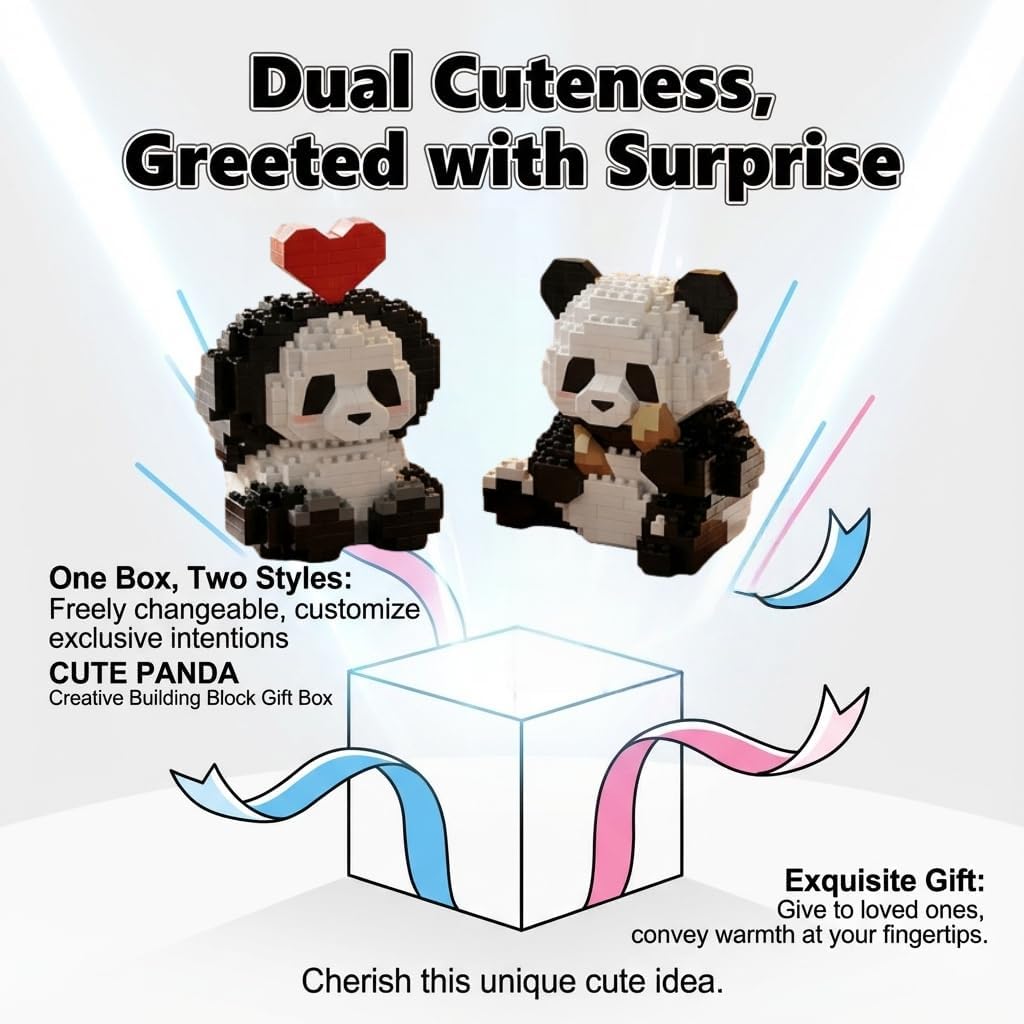 QMEAKMONY Mini Building Blocks Panda Sets Cute Micro Mini Panda Building Bricks for Adults Micro Nano Bricks Perfect Party Favors for Teenagers. (389 PCS)